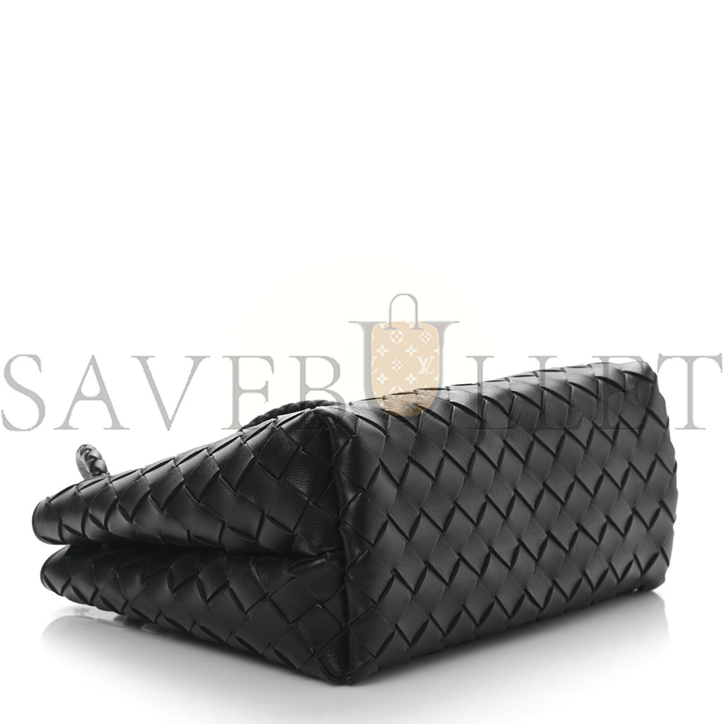 BOTTEGA VENETA NAPPA INTRECCIATO SMALL ANDIAMO SHOULDER BAG BLACK (25*20*10cm)