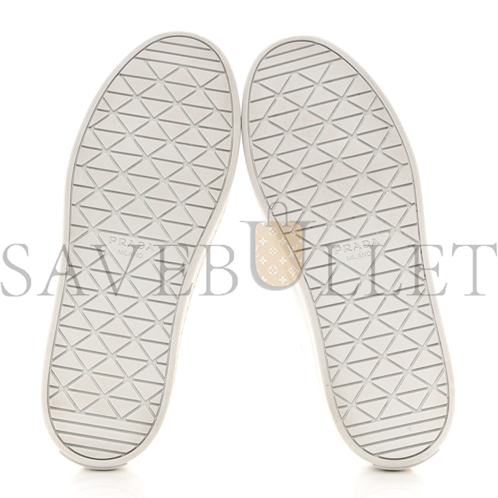PRADA SPAZZOLATO ROIS METAL TRIANGLE LOGO 25MM SNEAKERS 35.5 WHITE SOLEIL