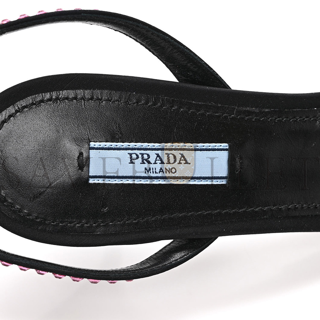 PRADA SUEDE CRYSTAL ANKLE STRAP 65MM SANDALS 40 ROSA