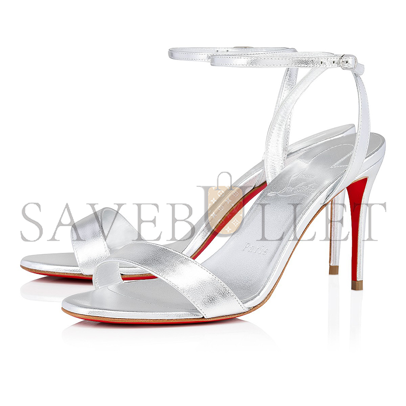 CHRISTIAN LOUBOUTIN LOUBIGIRL 85 MM STRAPPY SANDALS-IRIDESCENT LEATHER-SILVER-WOMEN 1240041S211