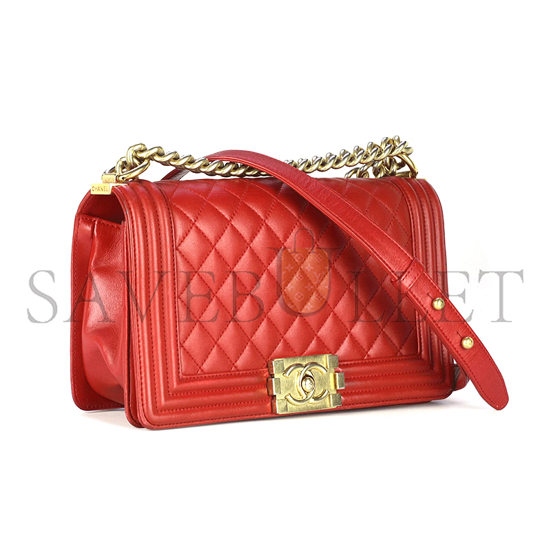 CHANEL QUILTED LAMBSKIN MEDIUM BOY BAG A67086 (25*15*8cm)