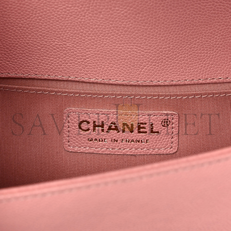 CHANEL CAVIAR MEDIUM QUILTED BOY FLAP PINK A01112 (25*15*8cm)