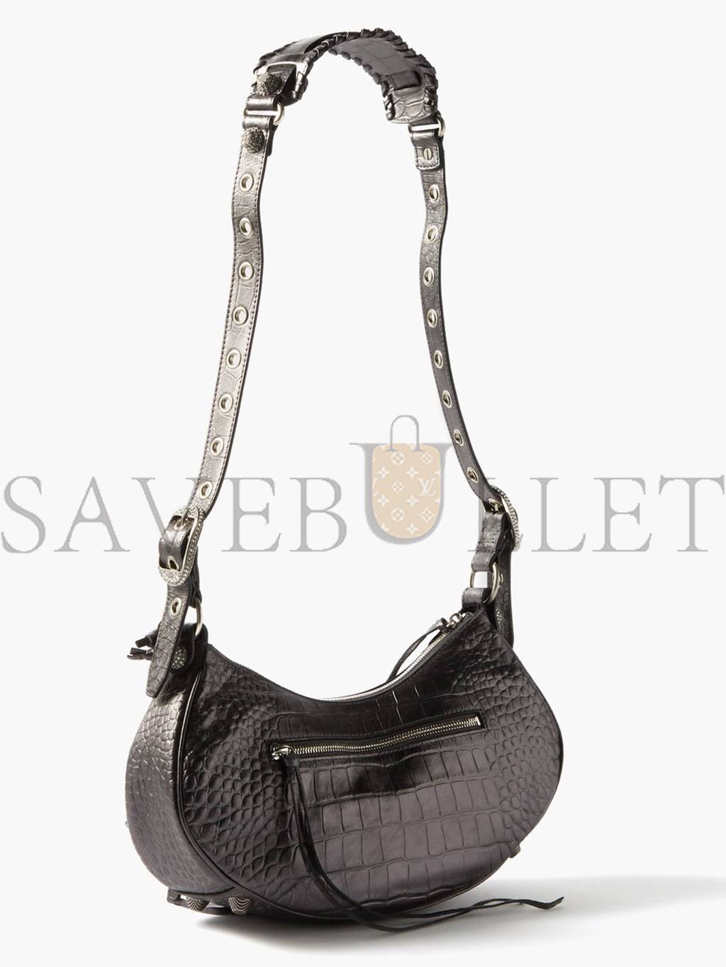 BALENCIAGA GREY CAGOLE S CROC-EFFECT LEATHER SHOULDER BAG MATCHESFASHION US (29*16*7cm)