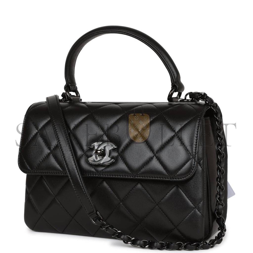 CHANEL LARGE TRENDY CC BAG SO BLACK LAMBSKIN BLACK HARDWARE (25*17*12cm)