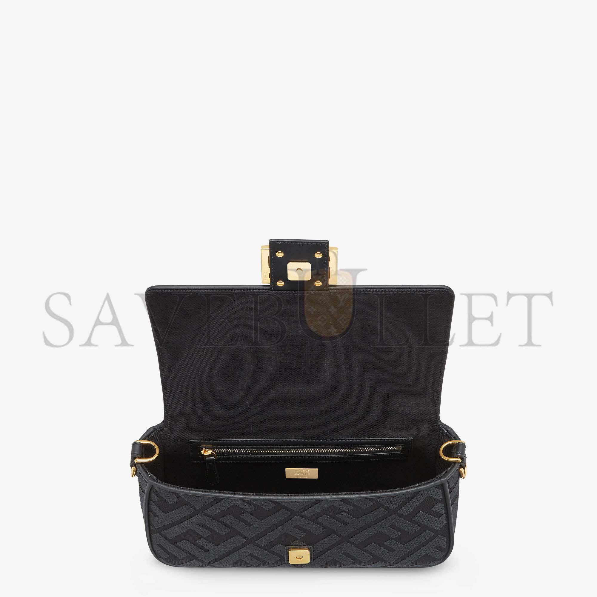 FENDI BAGUETTE - BLACK FF CANVAS BAG 8BR600AMCDF1CFJ (27*15*6cm)