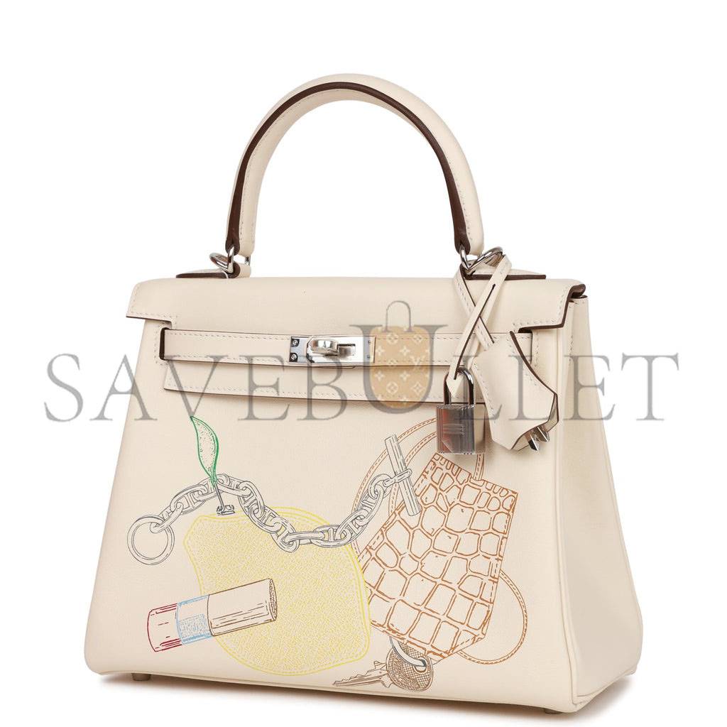 HERMES KELLY RETOURNE 25 IN & OUT NATA SWIFT PALLADIUM HARDWARE HANDMADE(25*17*7cm)