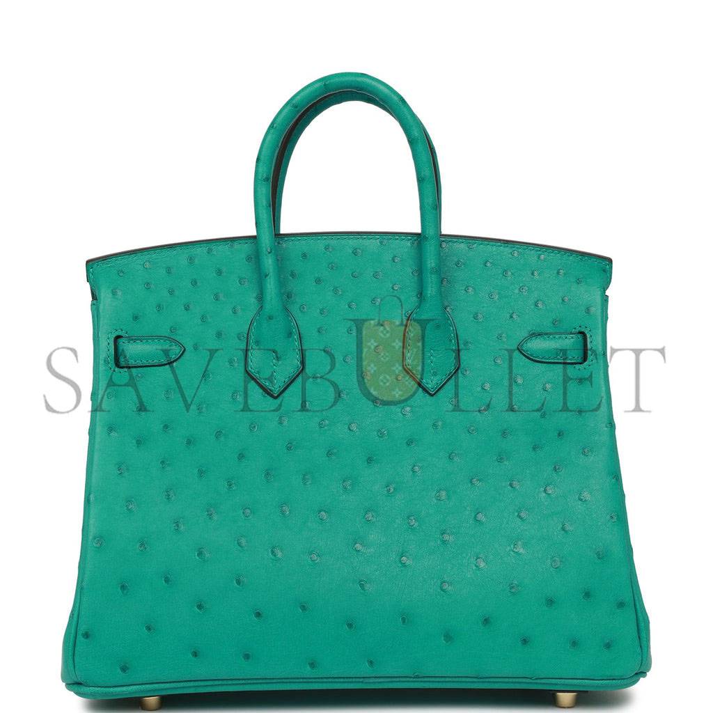 HERMES BIRKIN 25 VERT VERONE OSTRICH GOLD HARDWARE HANDMADE (25cm)