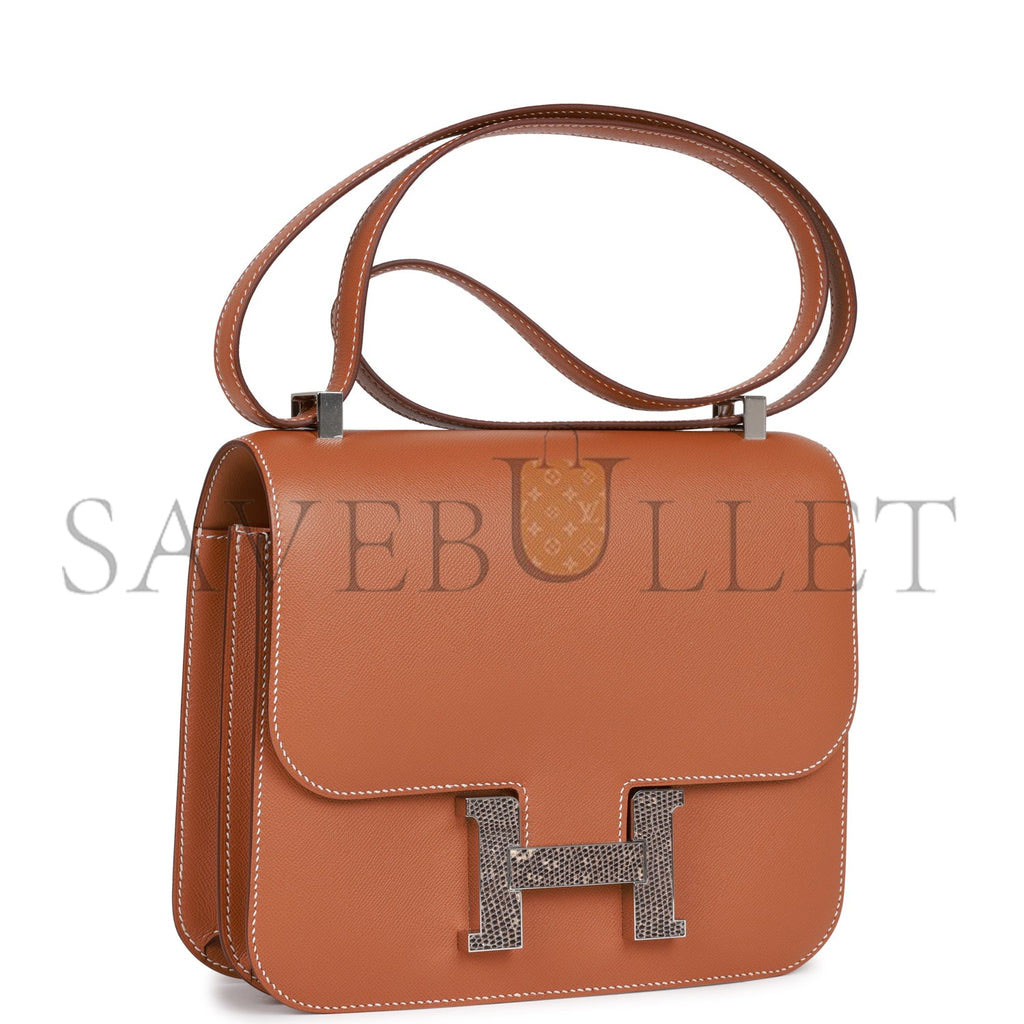 HERMES CONSTANCE 24 GOLD MADAME AND LIZARD PALLADIUM HARDWARE 39820978618462 (24cm)