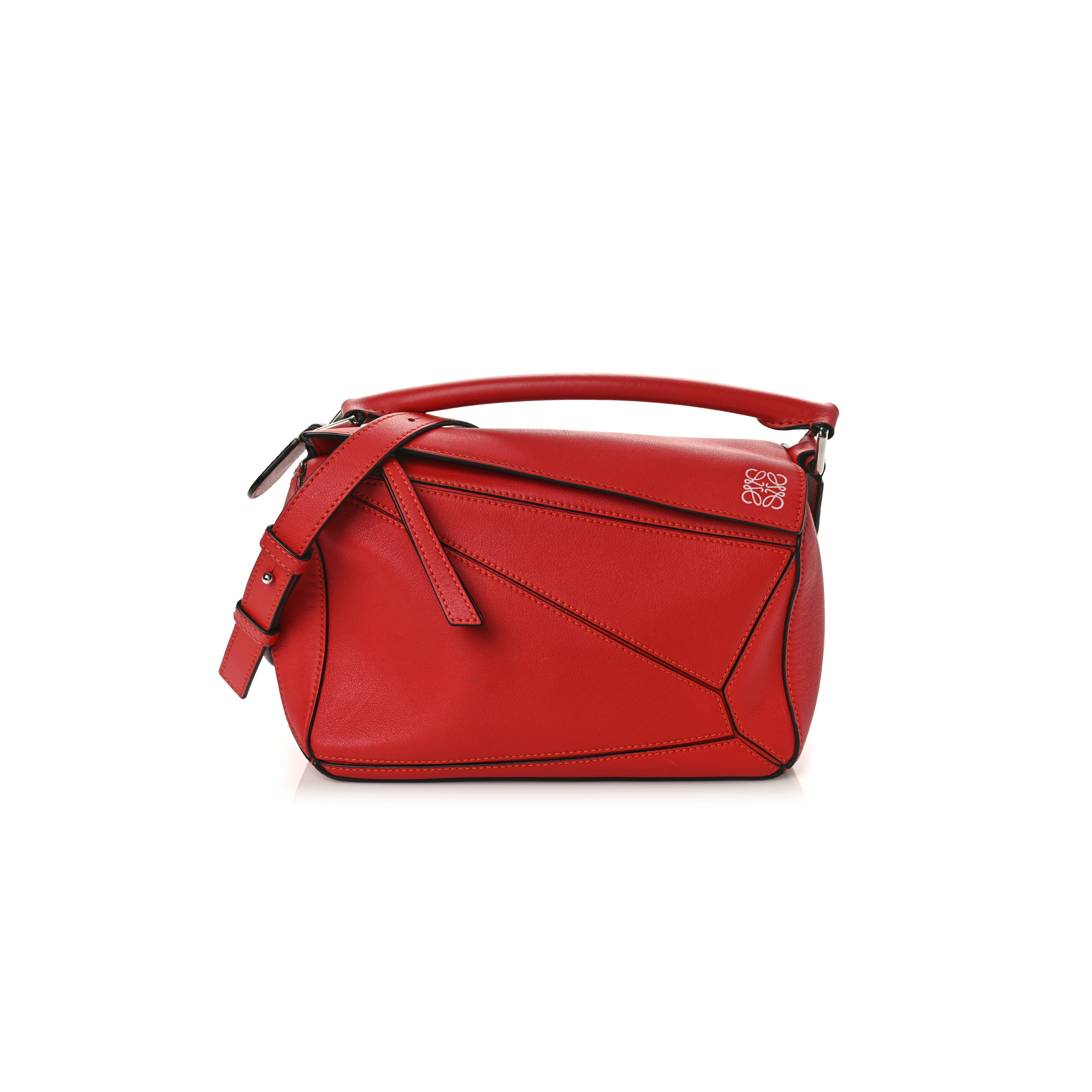 LOEWE CALFSKIN SMALL PUZZLE BAG SCARLET (24*16.5*10.5cm)