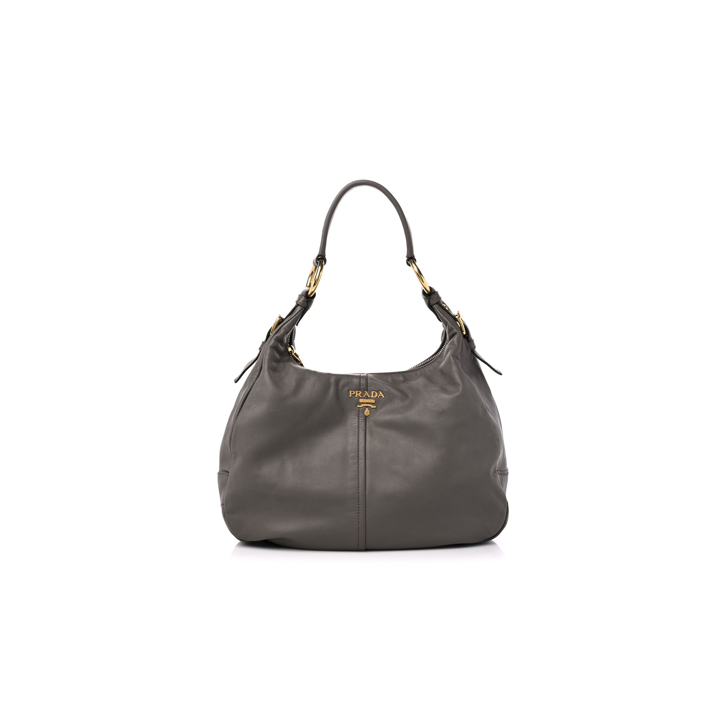 PRADA SOFT CALF HOBO BAMBU GREY (32*29*14cm)