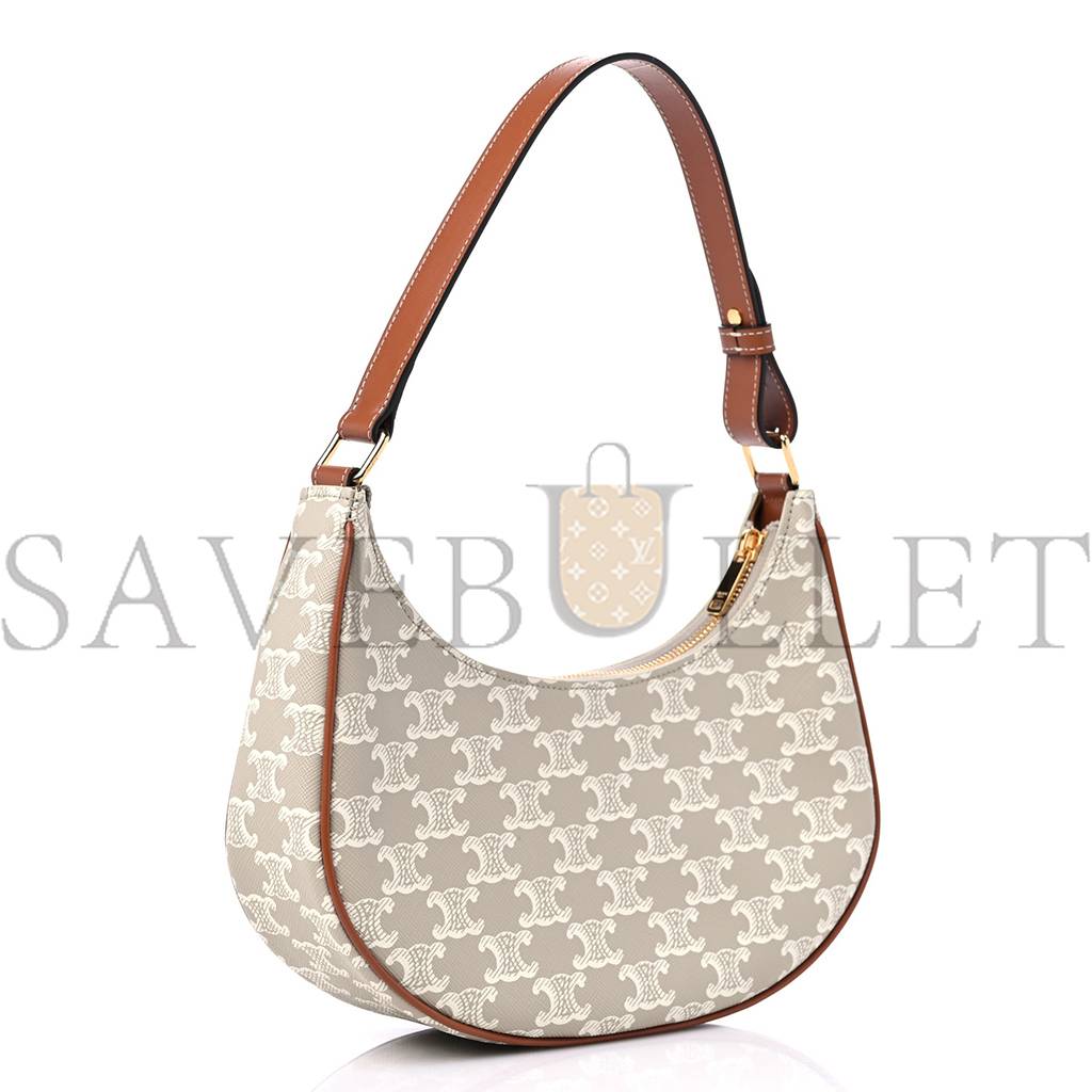 CELINE CANVAS CALFSKIN AVA TRIOMPHE SHOULDER BAG GREGE (25*13*7cm)