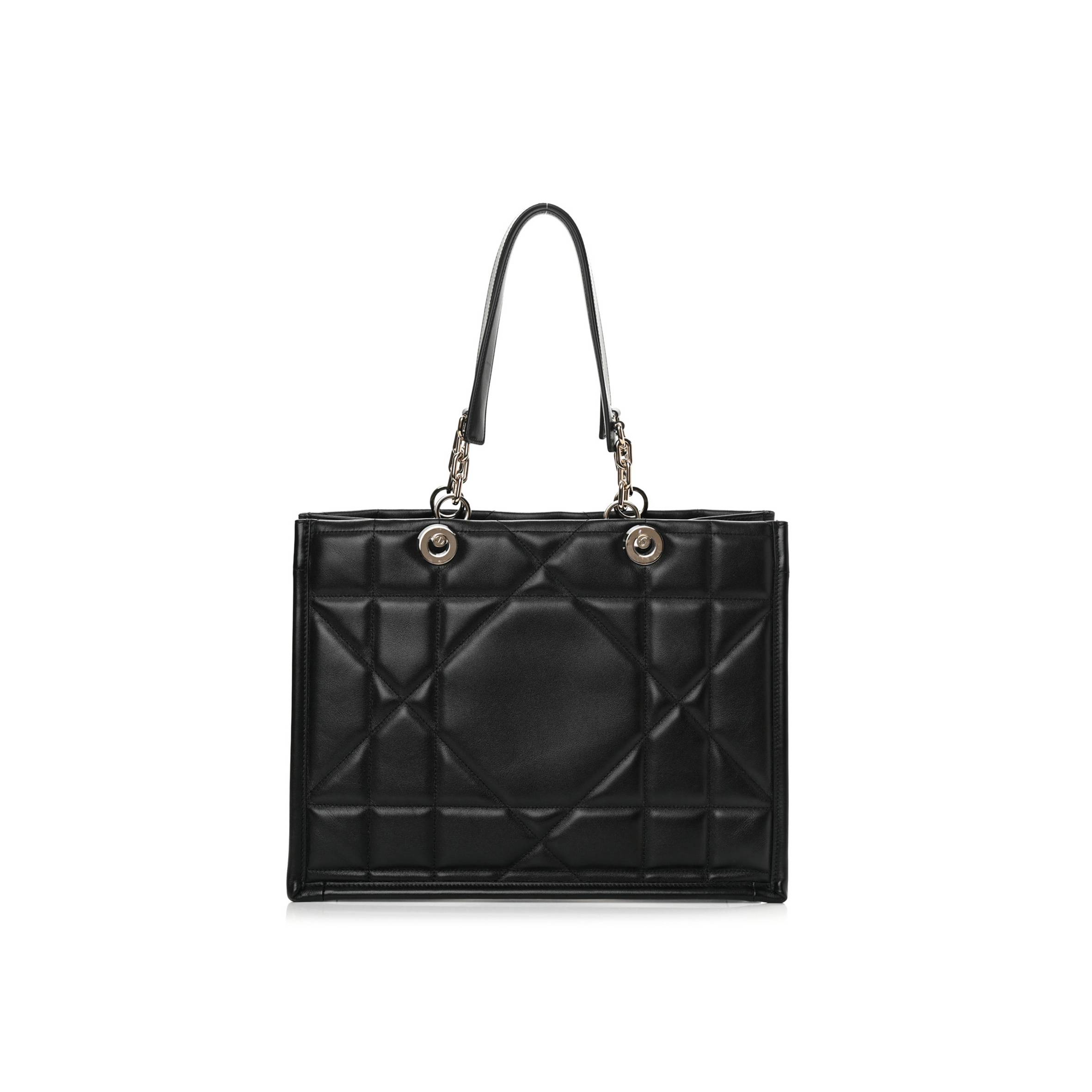 DIOR CALFSKIN ARCHICANNAGE MEDIUM ESSENTIAL TOTE BLACK (36*27*17.1cm)