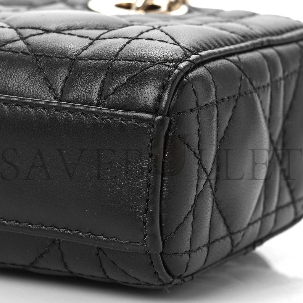 DIOR LAMBSKIN CANNAGE MICRO LADY D-JOY BLACK (16*10*5.1cm)