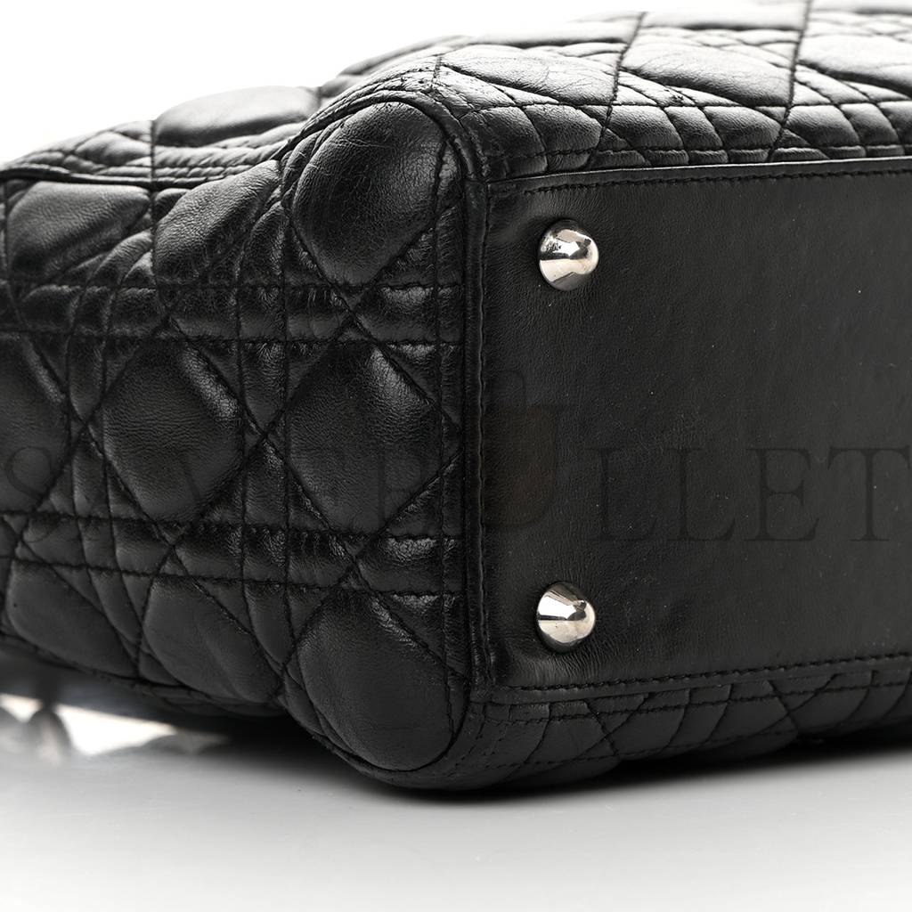 DIOR LAMBSKIN CANNAGE LARGE LADY DIOR BLACK (31*25*12.1cm)