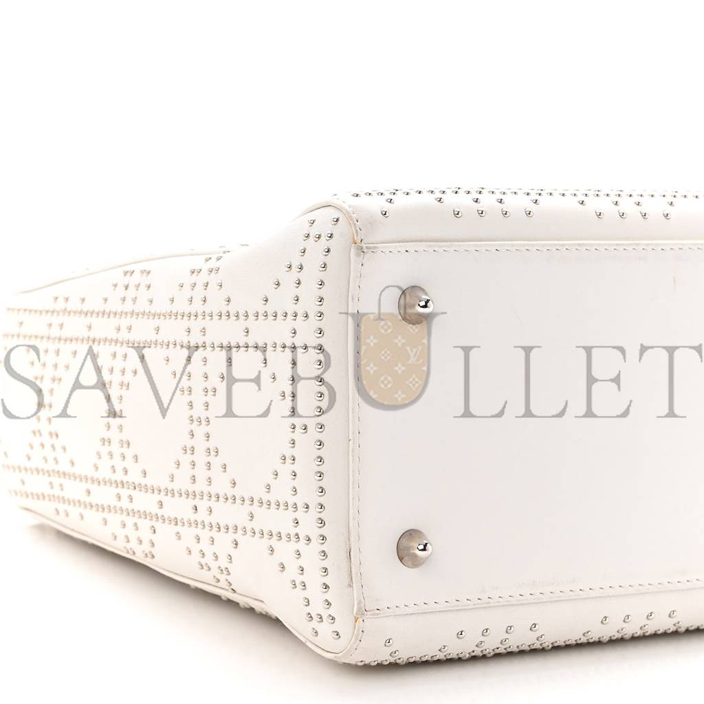 DIOR LAMBSKIN STUDDED CANNAGE MEDIUM LADY DIOR WHITE (24*20*11.4cm)